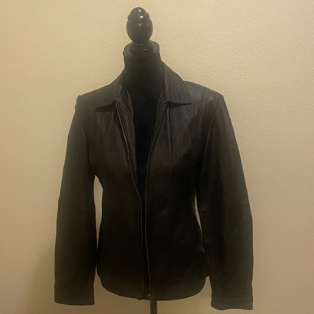 Wilsons Leather Jacket with Sky Blue Lining